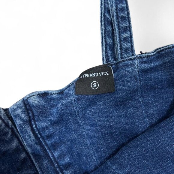 K-State Wildcats Blue Denim Corset Tank Top Small Hype And Vice Embroidered Logo - Picture 4 of 5